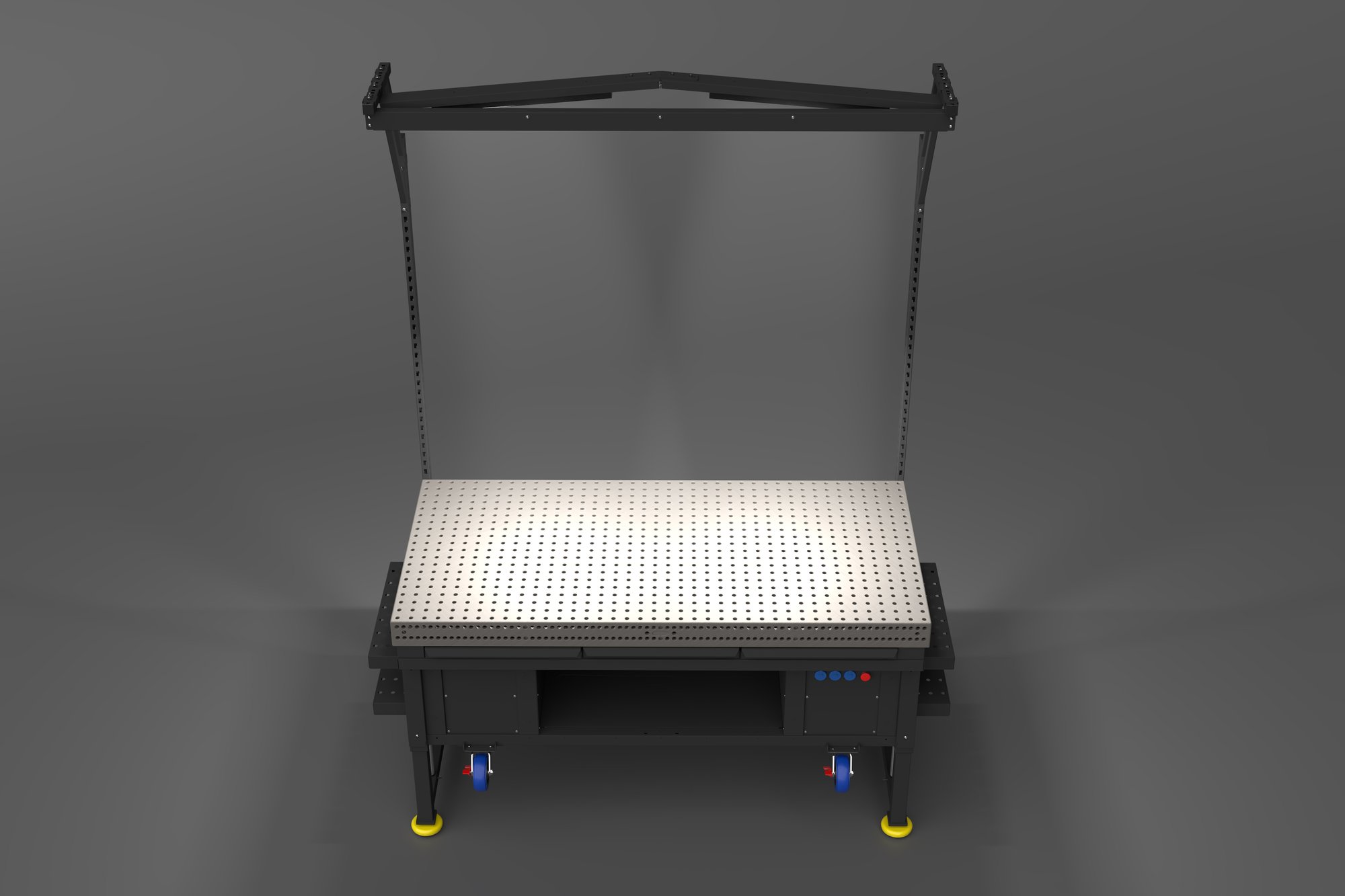 BUILT Grey Sweep_2mx1m Weld Workstation_Black-Light Feature 1 BUILT Grey Sweep_2mx1m Weld Workstation_Black-Light Feature 1