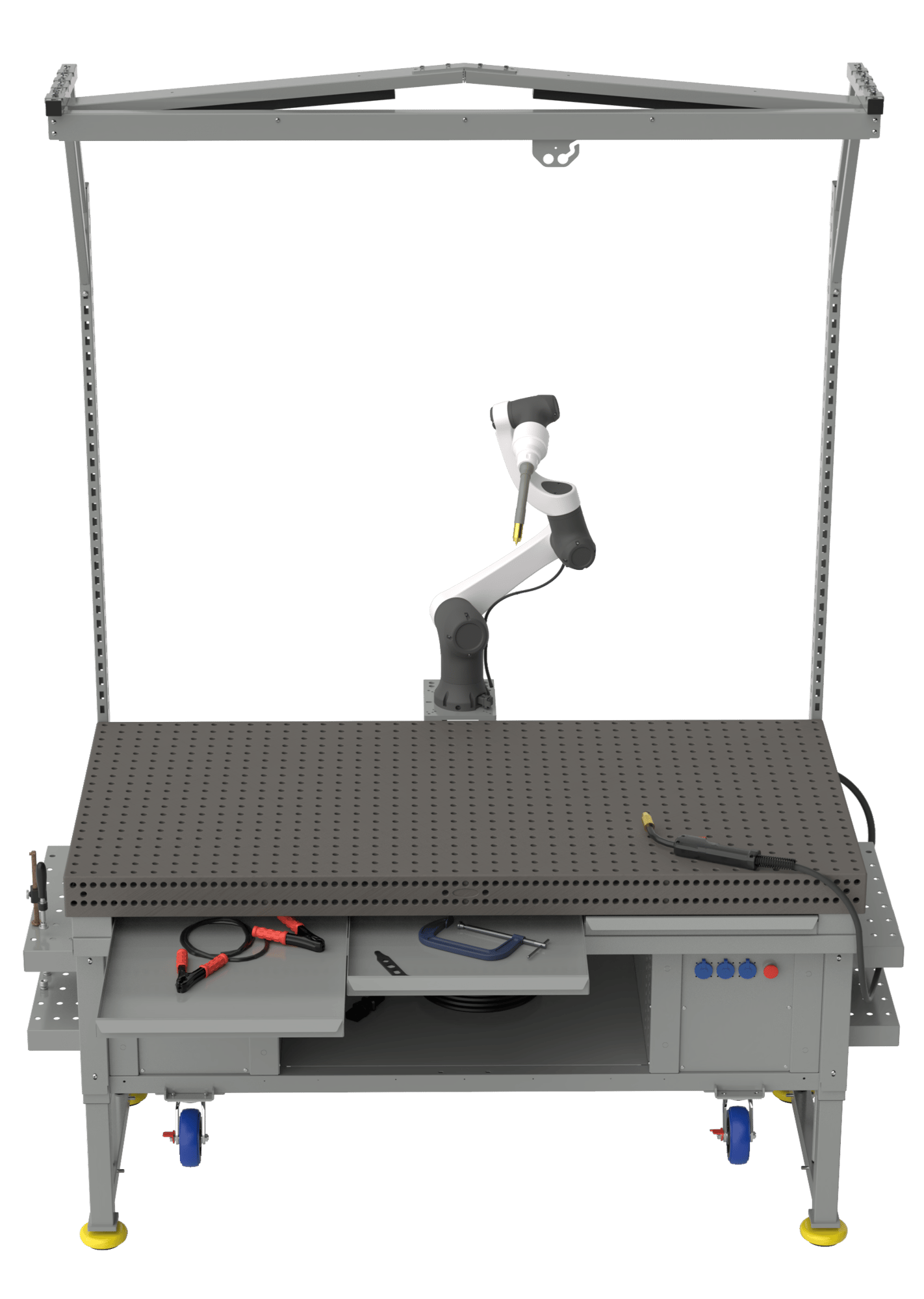 White Sweep_2mx1m Cobot Weld Workstation_Grey-Above-1 White Sweep_2mx1m Cobot Weld Workstation_Grey-Above-1